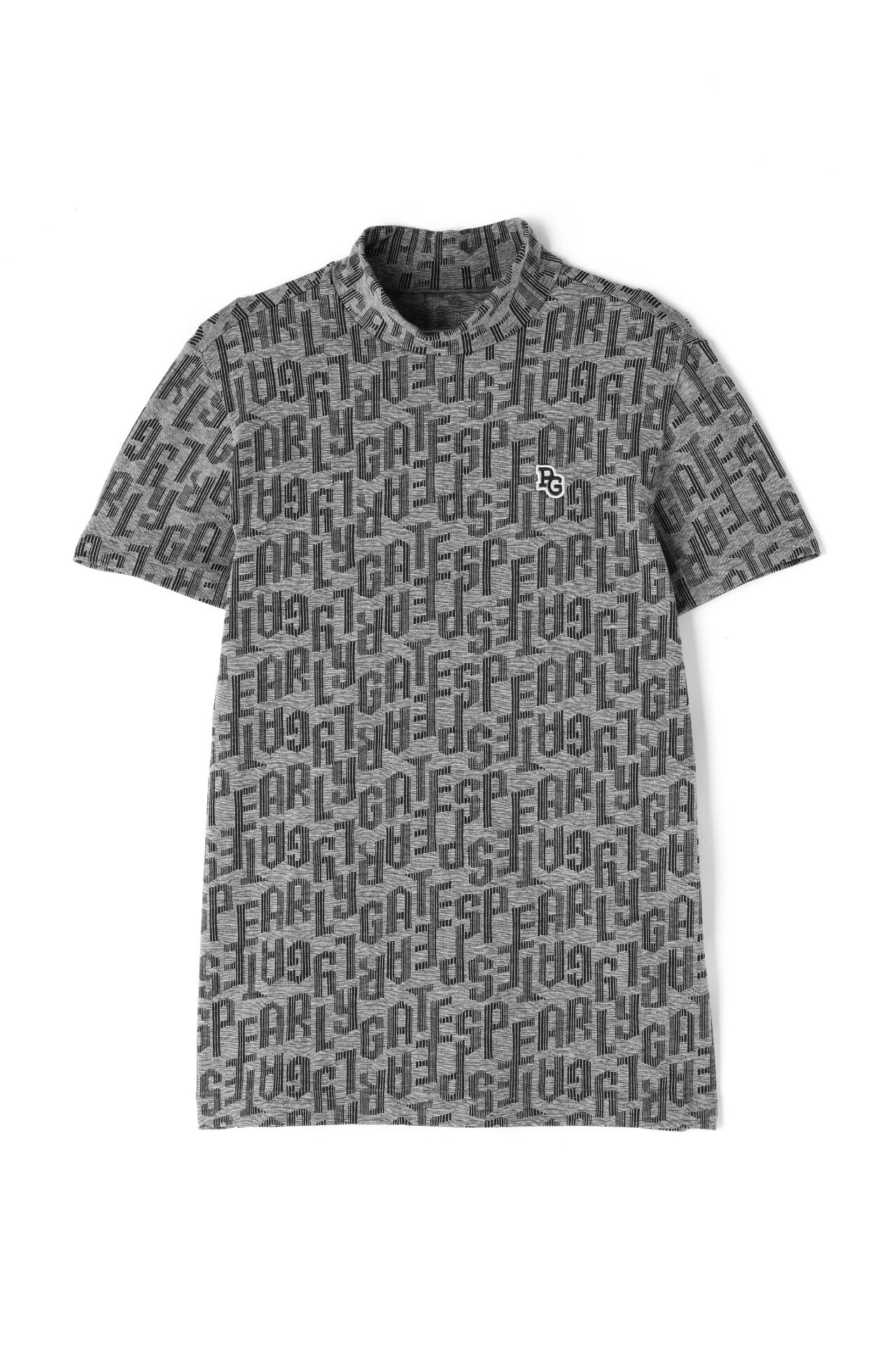 Bear Jacquard Short Sleeve High Neck Cut-and-Sew <Logo Gradient Pattern> image number 0