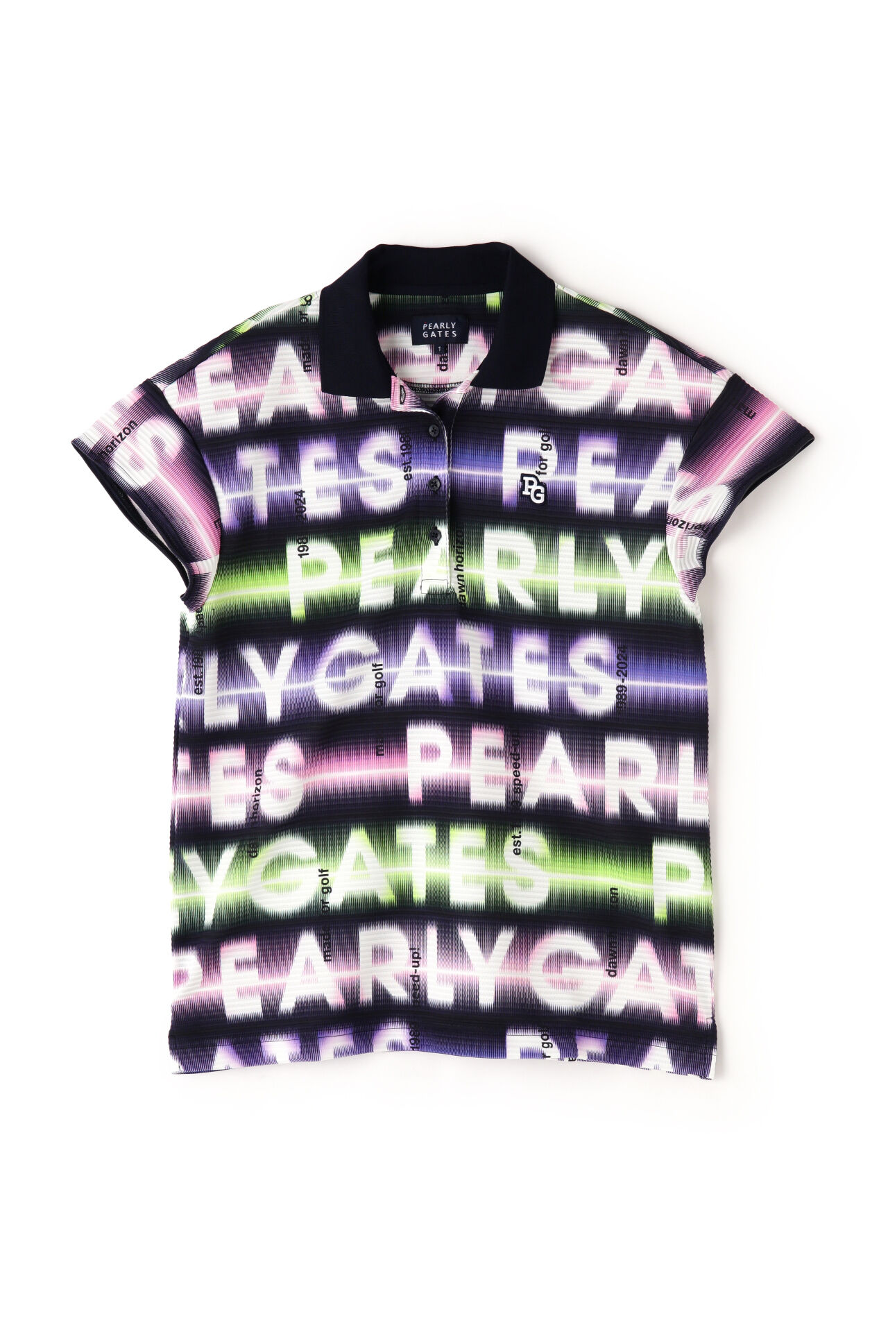 Border Jacquard Print Short Sleeve Polo Shirt <Speed Gradient Pattern>,, large image number 0