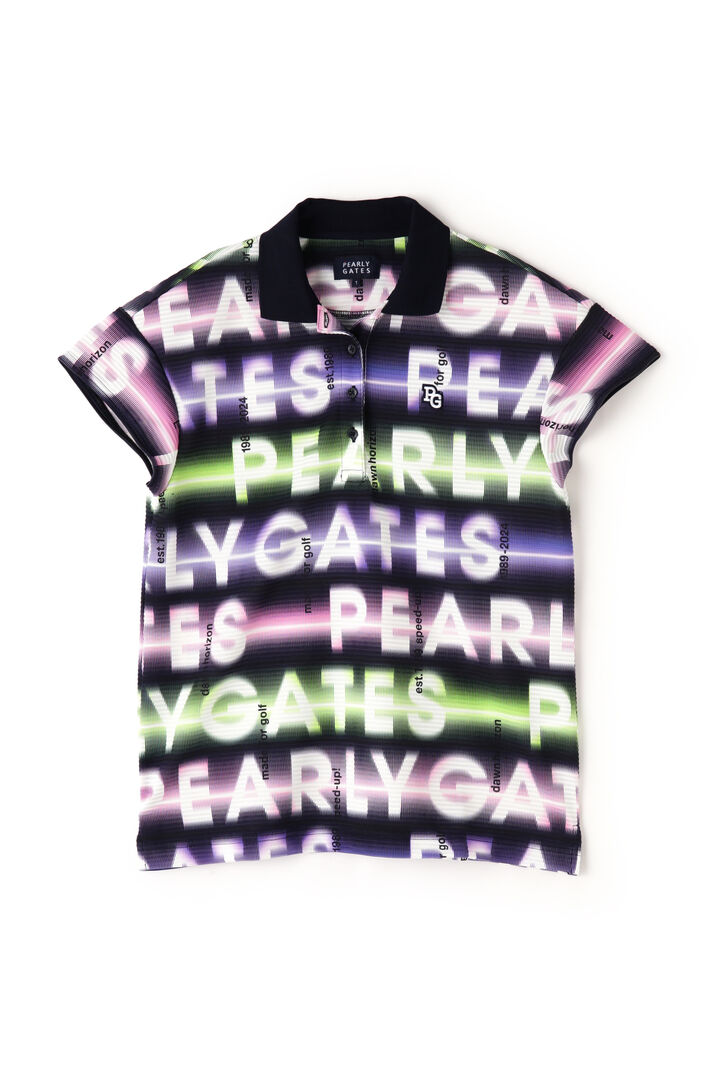 Border Jacquard Print Short Sleeve Polo Shirt <Speed Gradient Pattern>,, medium